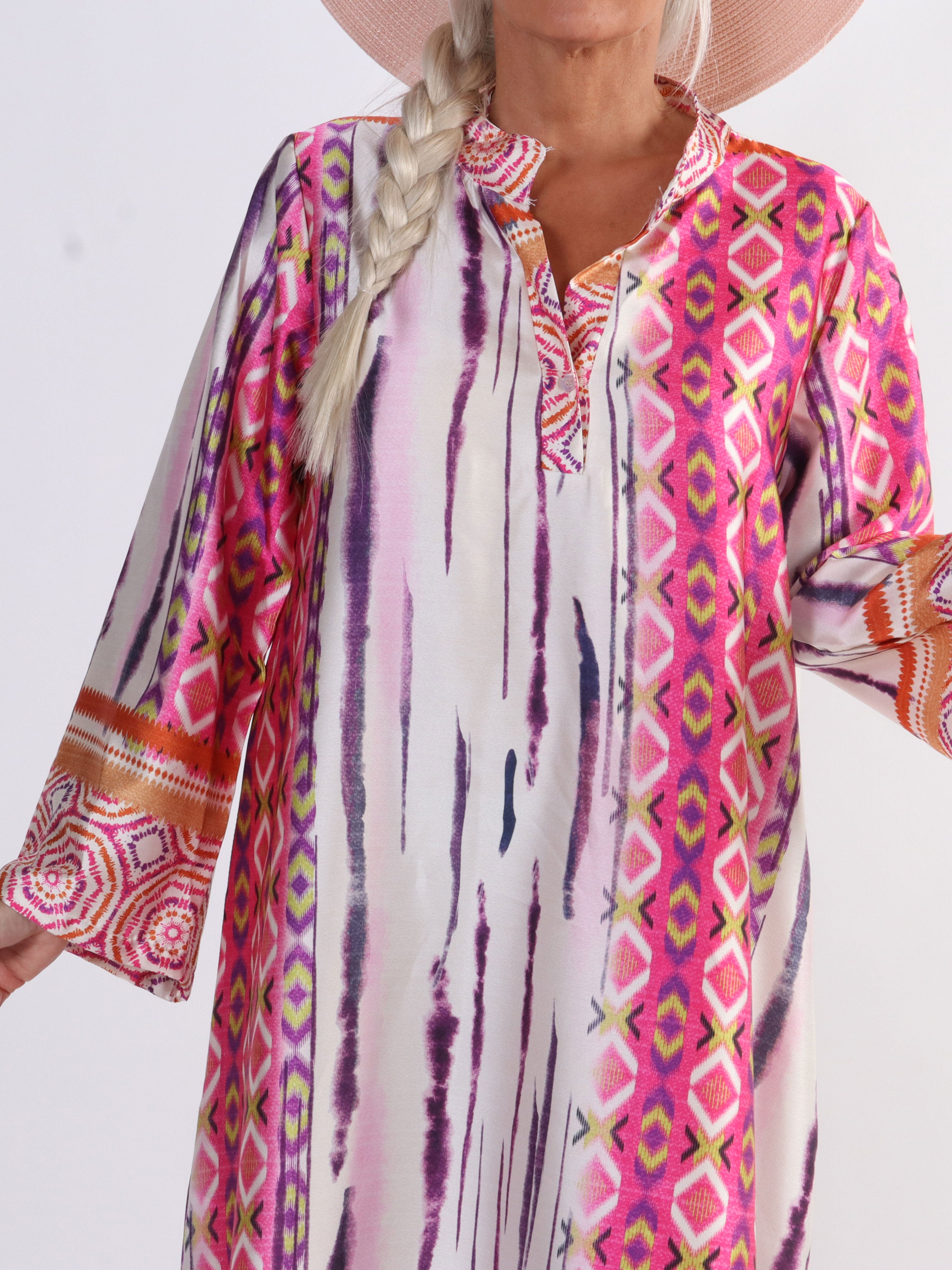 Hyben - Langærmet kjole i silkelook